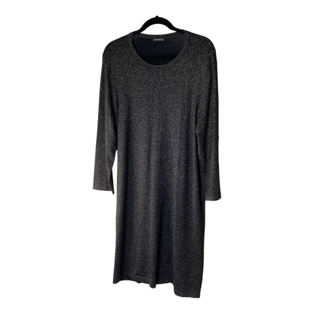 J McLaughlin  Kaya Dress Black with Gold‎ Glimmer Lurex Thread Size XL